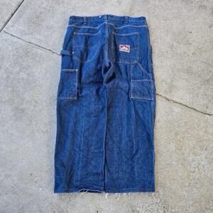 Vtg 90s BEN DAVIS Gorilla Patch Double Knee Workwear Denim Jeans 38 x 27 Fit